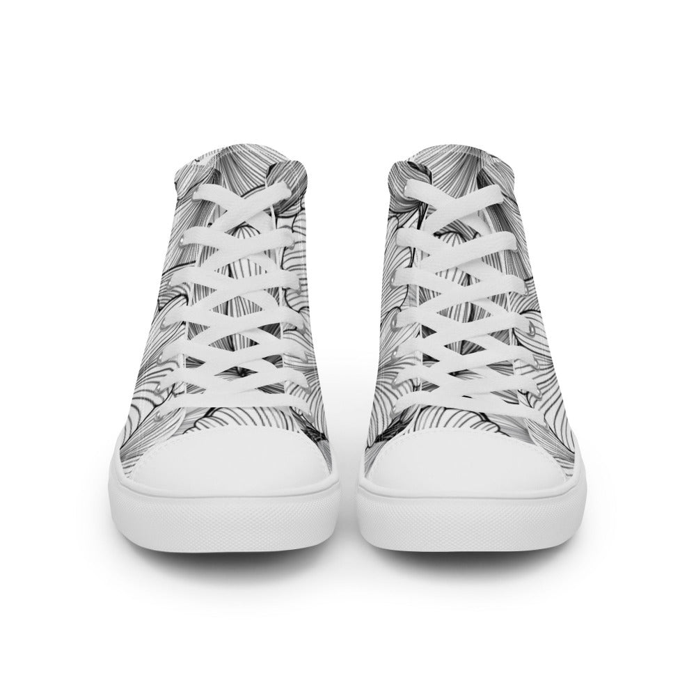 Flowing Petals Women’s High Top Sneakers - White Color - https://ascensionemporium.net